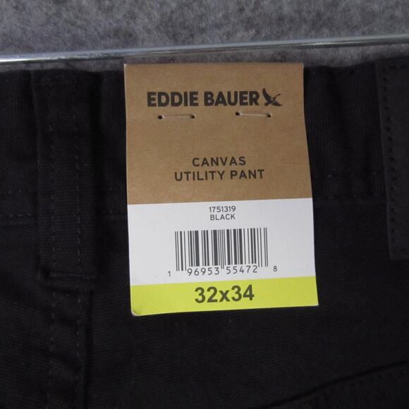 Eddie Bauer Pants Mens 32x34 Black Canvas Utility Workwear 1751319 Pockets - Picture 7 of 8